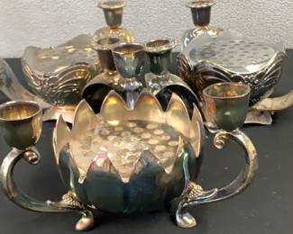 04 Silver Plated Candle Holders