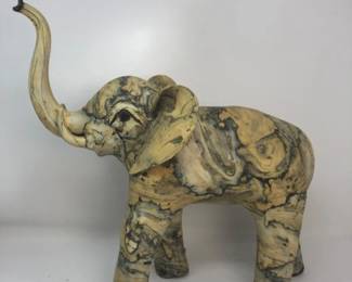 44 VintageCrushedOysterShellElephantSculpture