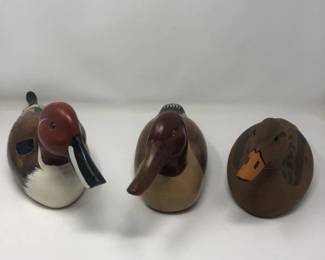 55 TrioofWoodDuckDecoysHandPainted