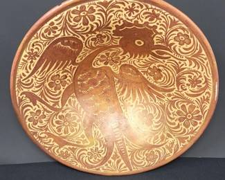 48 TerracottaPhoenixCopperPaintedArtBowl