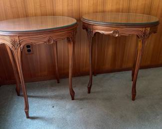 136 PairofRegencyStyleOvalWoodSideTables