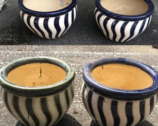 88 TwoPairsofLargeSmallZebraStripedOutdoorPots
