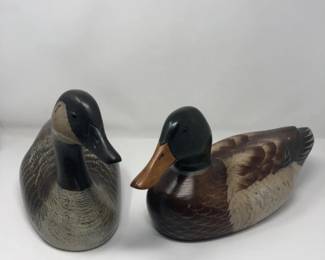 10 HandCarvedWoodDuckandGooseDecoysArtistSignedCraigFellows