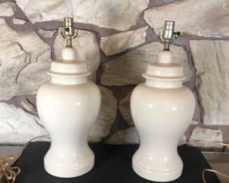 176 PairVintageCreamyWhiteGingerJarLamps