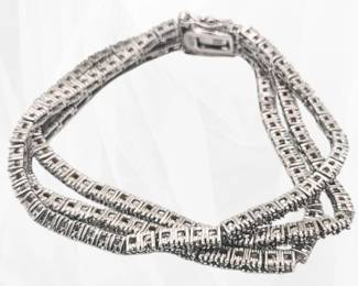 97 ExquisiteDBJ2ctDiamondSterlingSilver3StrandTennisBracelet