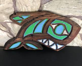 187 PacificNorthwestIndigenousStyleWoodCarvingSalmonShark