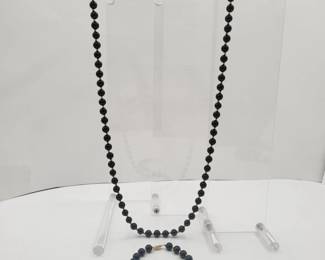 133 IsaacWestmanBlackOnyxBead14kNecklaceBracelet