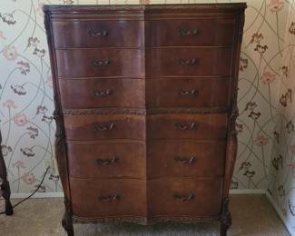 11 FrenchStyleCarvedWoodHiBoyDresser