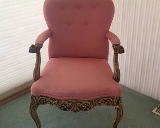 76 LouisXVStyleCarvedWoodUpholsteredArmchair