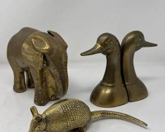 37 StunningAnimalTrioSetofBrassSculpturesBookends