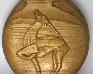 28 RusticHandCarvedLargeWoodVase