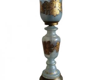 142 VictorianStyleFrostedGlassHurricaneLampHandPaintedElegance