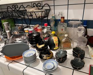 Misc. dish ware, lots of Japanese for dipping sushi etc.