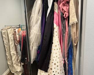 At least one full wardrobe rack filled with clothing and costumes, closet full as well... still digging in today hopefully there will be more!