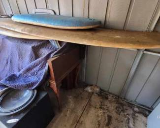 Surfboard is 8.0 shaped by Todd McFarland shapers for Sunset. Nose is dinged in need of repair.