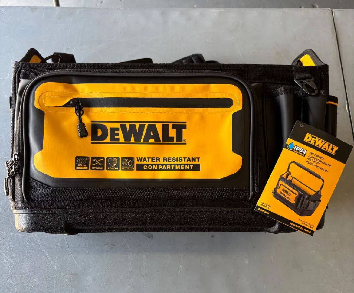 DeWALT 20” Pro Tool Tote Zippered Tool Tote Ballistic Nylon Includes Various Hand Tools
