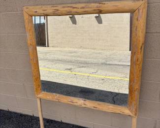 Vintage Amish Whitehall Montana Handcrafted Wood Mirror Aprox 35”x35”