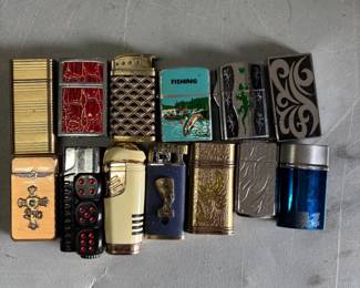 Lot of 13 Vintage Lighters Various Sizes and Styles