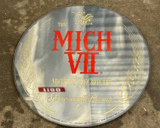 Vintage Michelob 12” Round Mirrored Beer Sign Unframed