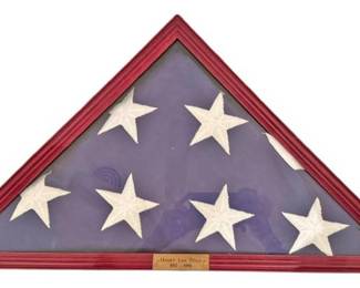 Folded American Flag in Display Case