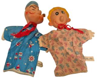 1950s Popeye and SweePea Hand Puppets