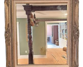 Wood Scrolled Hollywood Regency Mirror