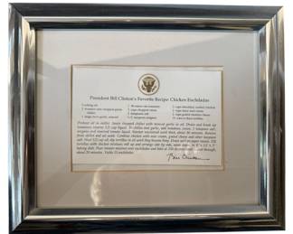 Framed Bill Clintons Favorite Recipe