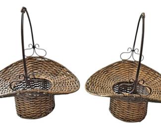 2 Ratan Woven Baskets with Handles
