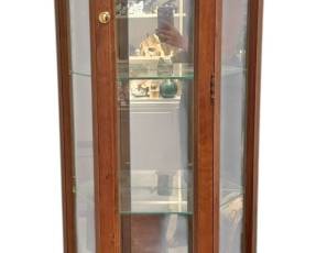 Wood and Glass Half Hex Curio Cabinet