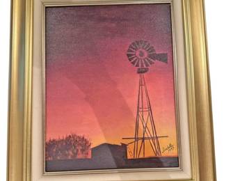 Original Framed Windmill Painting Signed