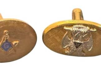 2 Pairs of Gold Masonic Cuff Links