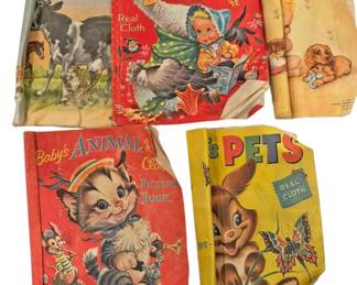 5 Vintage Cloth Childrens Books