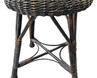 Vintage Brown Ratan Wicker Stool