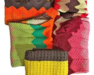 5 Vintage Crocheted Afghans