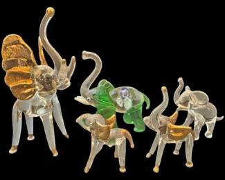 Collection of Miniature Glass Elephants