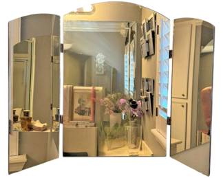 Vintage TriFold Arched Vanity Mirror