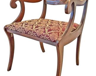 Antique Regency English Scroll Arm Chair