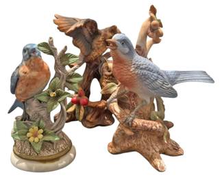 3 Ceramic Bird Figurines