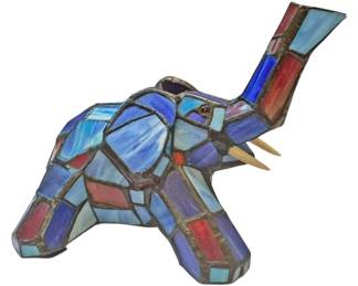 Tiffany Style Stained Glass Elephant Lamp