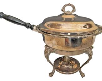 Ornate Silverplate Tall Food Warmer Stand