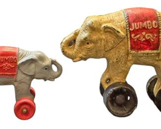 2 Vintage Elephant Toys