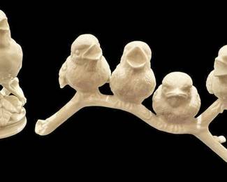 Set of Fitz Floyd White Ceramic Birds