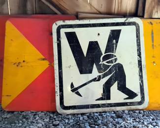 Road Work and Warning Signs, Qty 4