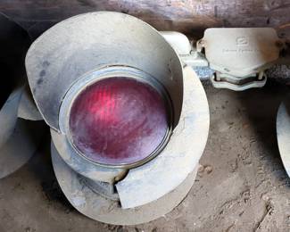 Safetran Systems Corp. Railroad Signal Lights On Steel Bar