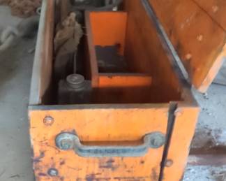 Industrial Chain Saw With Parts in Wood Storage Box