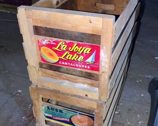 Vintage Wood Crates Including La Joya Lake and Lusk Brands