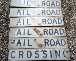 Metal "Rail Road Crossing" Signs, Qty 6