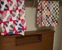 quilts and bookcase bed