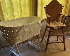 vintage high chair and bassinet