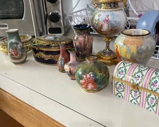 Miscellaneous French enamel pieces, vases and more!